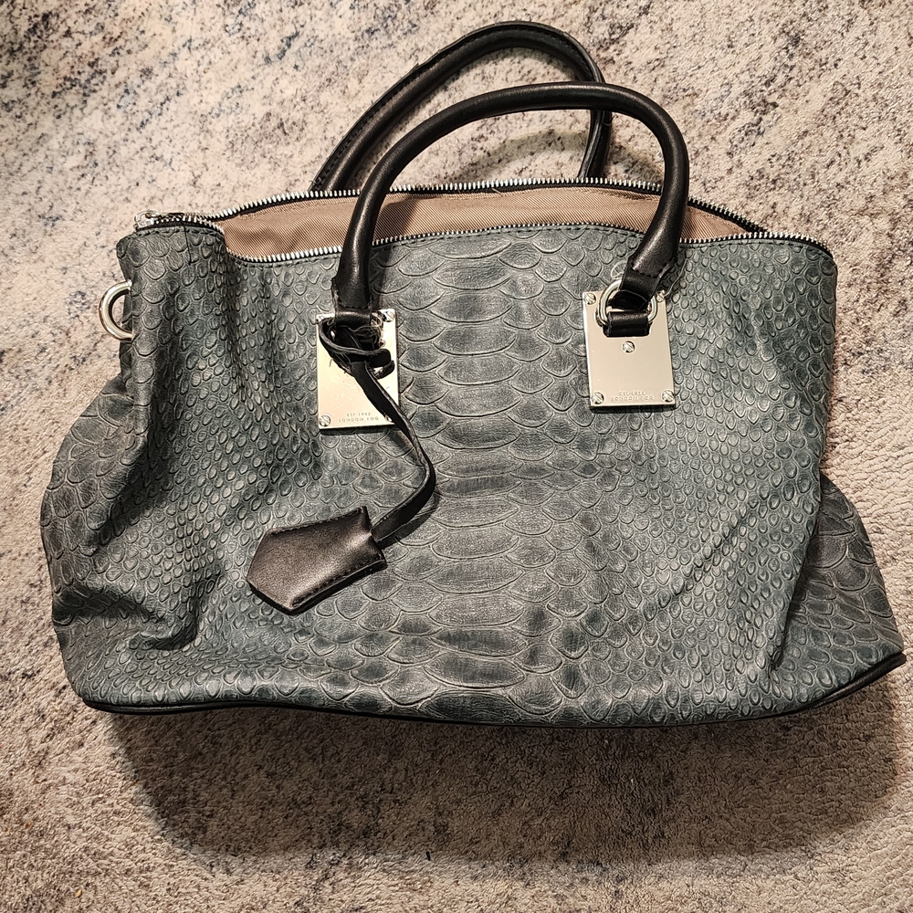 London Fog Textured Hobo with Black Handles